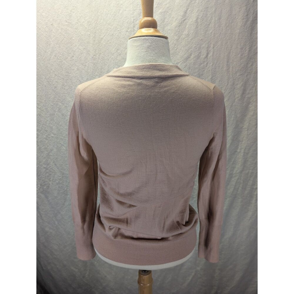 NWOT J.Crew 100% merino wool LS jeweled button-up cardigan mauve Size Medium - Picture 6 of 10